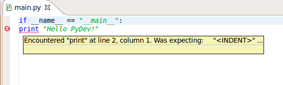 PyDev Highlighting a Simple Error